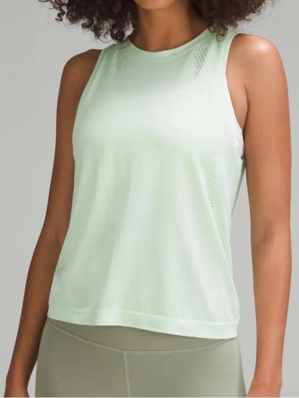 lululemon athletica Light Green Perforated Workout Tank